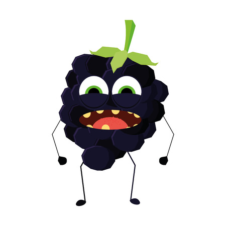 an isolated happy blueberry on a white backgroundのイラスト素材