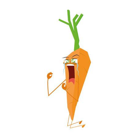 an isolated crying carrot on a white backgroundのイラスト素材