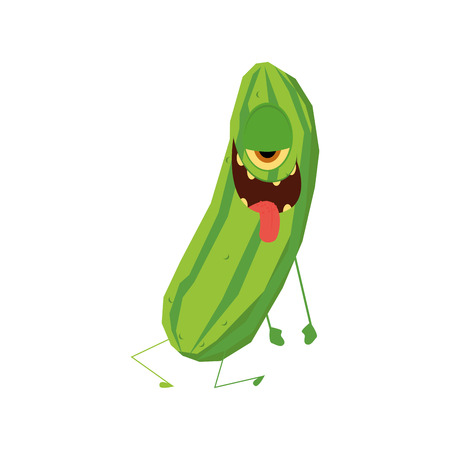 an isolated weird happy cucumber on a white backgroundのイラスト素材