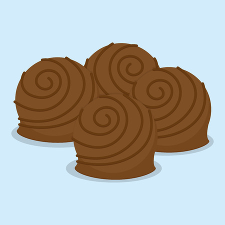 a group of candies with chocolate cream on a white backgroundのイラスト素材