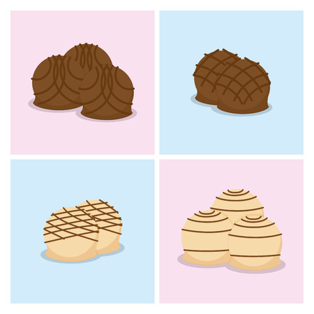 a set of colored backgrounds with different styles of candiesのイラスト素材