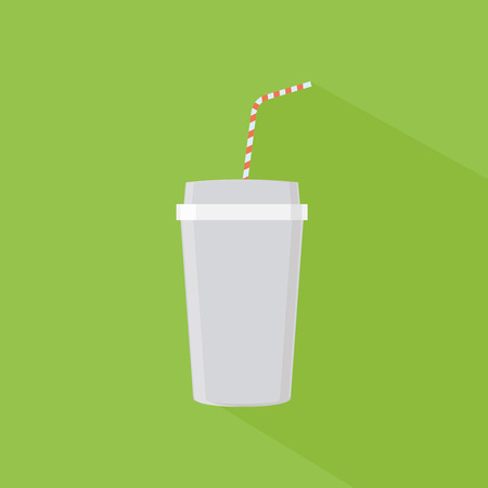an isolated plastic cup with a milk shake on a green backgroundのイラスト素材
