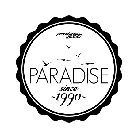 Vector Simple Stylish Black And White Beach Related Labelのイラスト素材