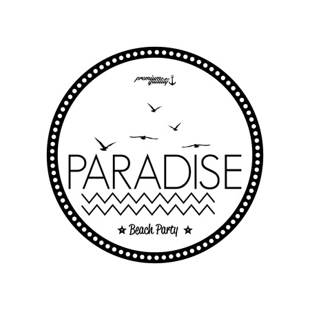 Vector Simple Stylish Black And White Beach Related Labelのイラスト素材