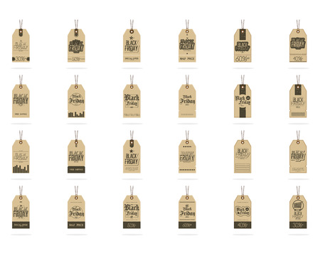a set of black friday labels on a white backgroundのイラスト素材