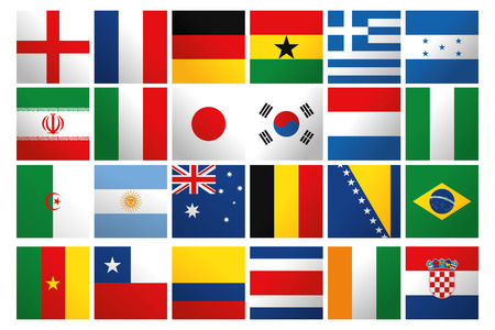 a set of world flags on a white backgroundのイラスト素材