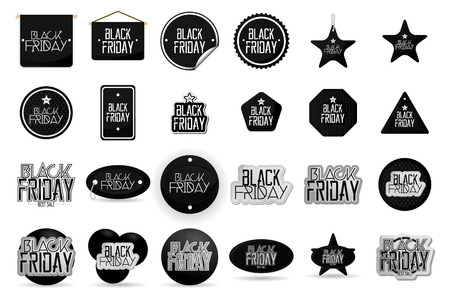 a set of black text and labels for black fridayのイラスト素材