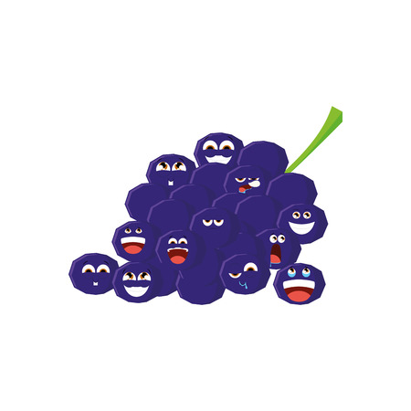 an isolated grapes with a lot of facial expressions on a white backgroundのイラスト素材