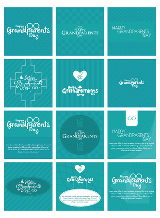 a set of blue backgrounds with white text for grandparents' dayのイラスト素材