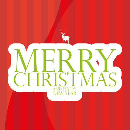 a red background with stripes, text and a deer for christmasのイラスト素材
