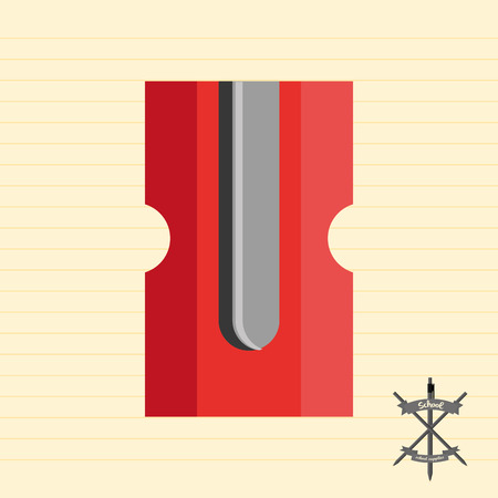 an isolated red sharpener on a yellow paperのイラスト素材