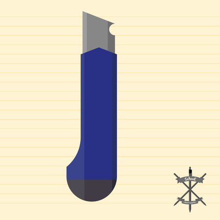 an isolated blue scalpel on a yellow paperのイラスト素材