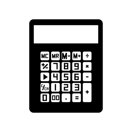 an isolated black silhouette of a calculator on a white backgroundのイラスト素材