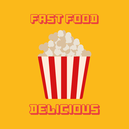 an isolated bowl of pop corn on a yellow background with textのイラスト素材