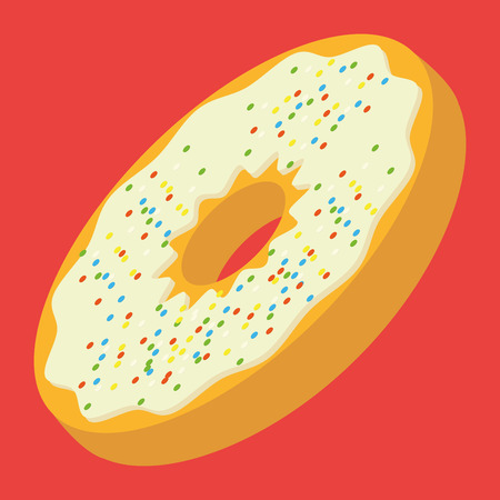 an isolated donut on a red backgroundのイラスト素材