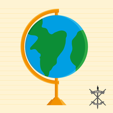 an isolated globe on a yellow paperのイラスト素材