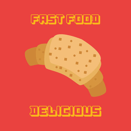 an isolated croissant on a red background with textのイラスト素材