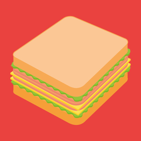 an isolated sandwich on a red backgroundのイラスト素材