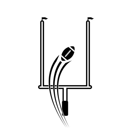 an isolated goalpost with a football ball on a white backgroundのイラスト素材