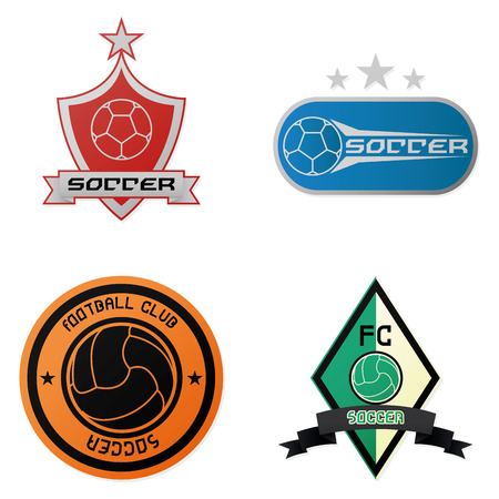 a set of soccer emblems on a white backgroundのイラスト素材