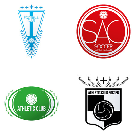 a set of soccer emblems on a white backgroundのイラスト素材