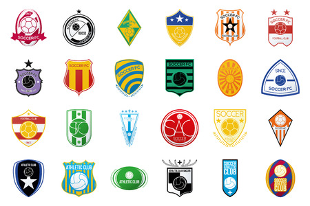 a set of soccer emblems on a white backgroundのイラスト素材