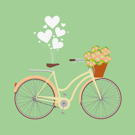 an isolated bicycle with flowers for a wedding eventのイラスト素材