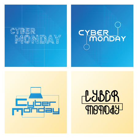 a set of colored backgrounds with text for cyber mondayのイラスト素材