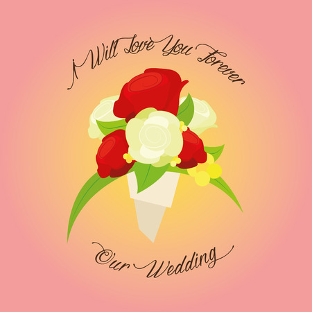 an isolated group of flowers with text on a colored backgroundのイラスト素材