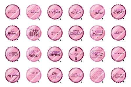 a pink round label with text for cyber mondayのイラスト素材