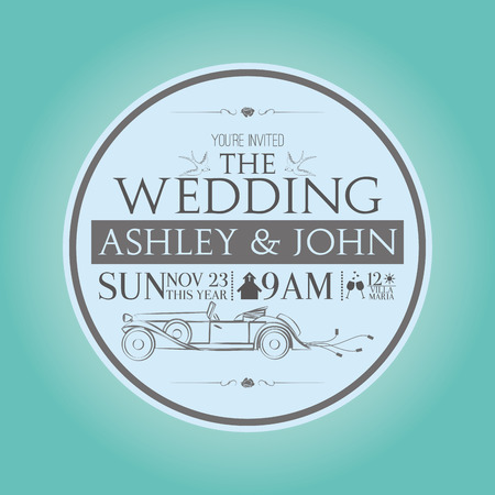 a blue background with a white invitational wedding cardのイラスト素材