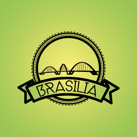 an isolated label with the silhouetet of the paranoa bridgeのイラスト素材