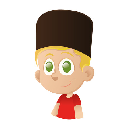 an isolated happy boy with green eyes on a white backgroundのイラスト素材