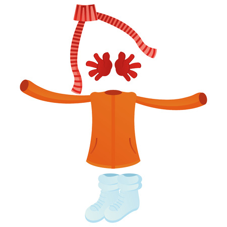 a set of winter clothes on a white backgroundのイラスト素材