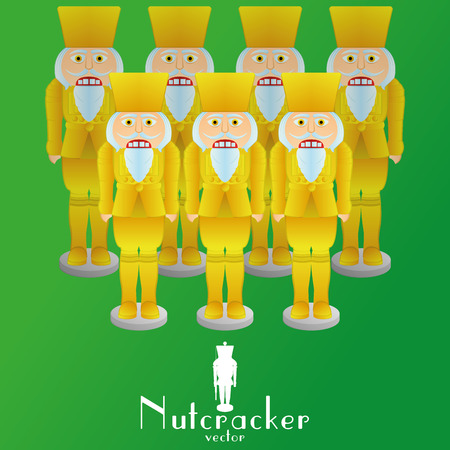 a set of nutcracker soldiers on a green backgroundのイラスト素材