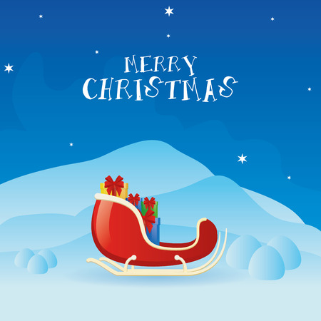 a blue background with text and a sledge for christmasのイラスト素材