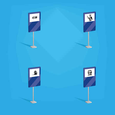 a set of blue traffic signals with different iconsのイラスト素材