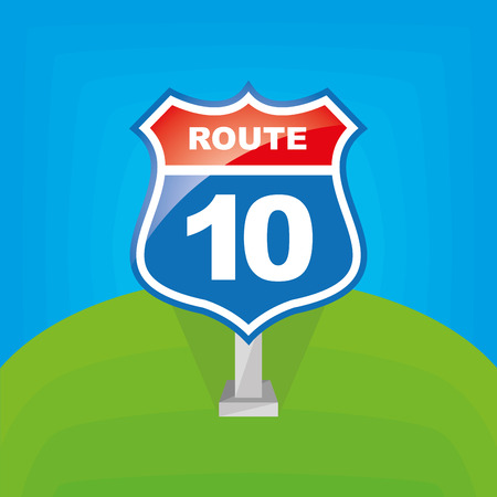 an isolated traffic signal with text and a route numberのイラスト素材