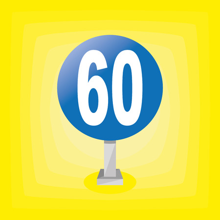 an isolated blue traffic signal on a yellow backgroundのイラスト素材