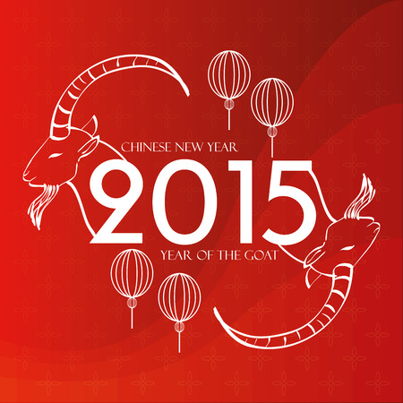 a red background with text and a goat for chinese new yearのイラスト素材