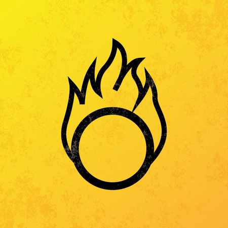 a yellow background with a black flammable iconのイラスト素材
