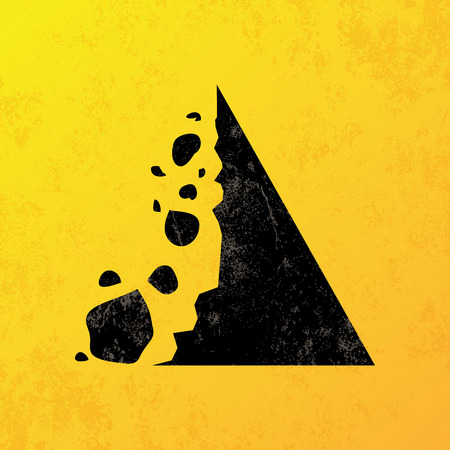 a yellow background with a black mountain iconのイラスト素材