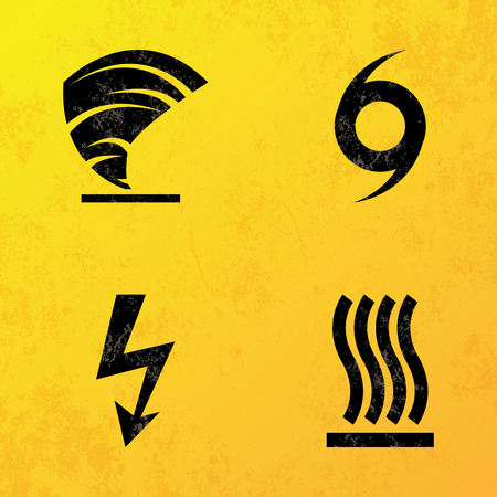 a set of black icons on a yellow backgroundのイラスト素材