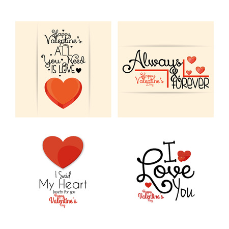 a set of colored cards and backgrounds with text and hearts for valentine's dayのイラスト素材