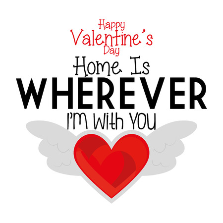 a white background with text and a big red heart with angel wingsのイラスト素材