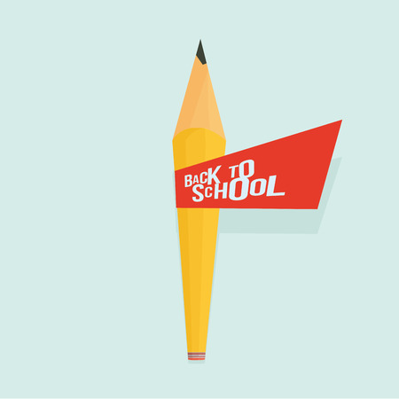 an isolated pencil with a label with text on a blue backgroundのイラスト素材