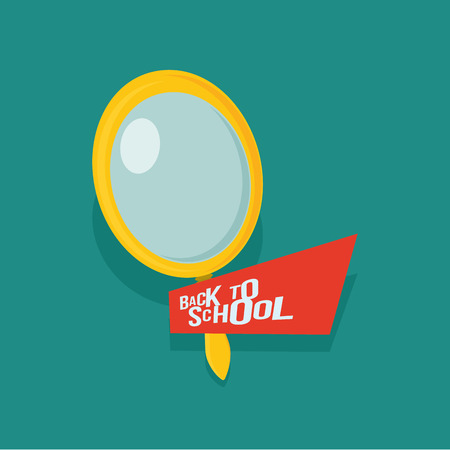 an isolated magnifying glass and a label with text on a colored backgroundのイラスト素材