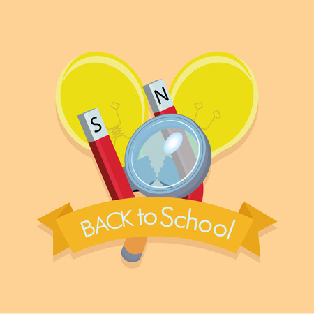 a set of different items like a magnet and lightbulbs on a colored backgroundのイラスト素材