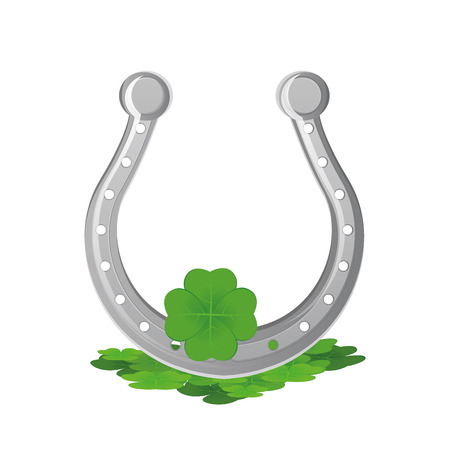 an isolated horseshoe and clovers for patrick's dayのイラスト素材