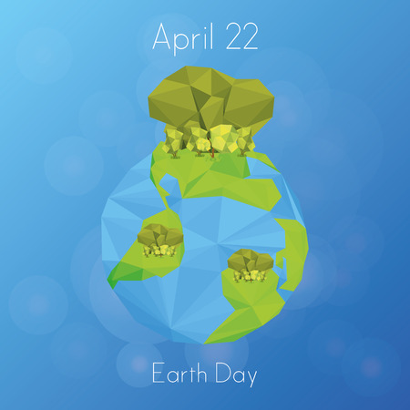 our isolated planet with trees and text on a blue backgroundのイラスト素材